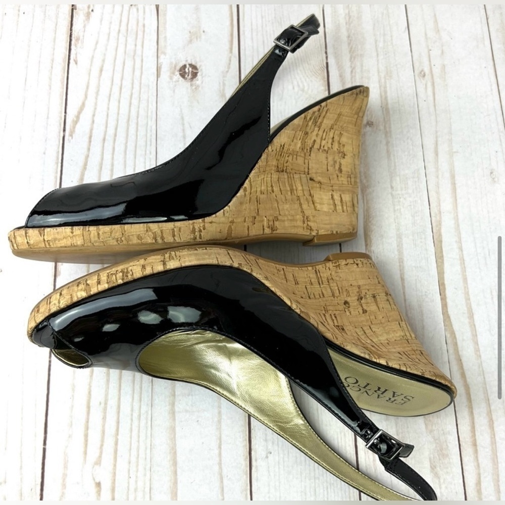 Franco Sarto patent leather wedge heel sandals - size 8.5 - Picture 6 of 16
